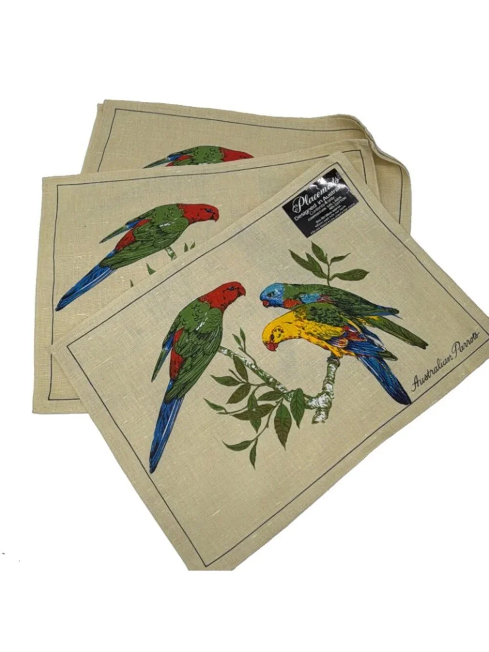 Australian Parrots Birds Placemats Set Of 4 Print Vibrant Australia Linen Cotton